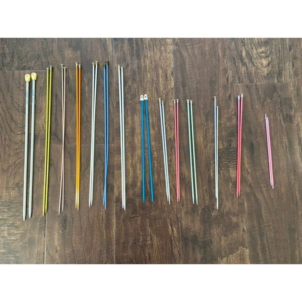 vintage metal knitting needles (14 pair)